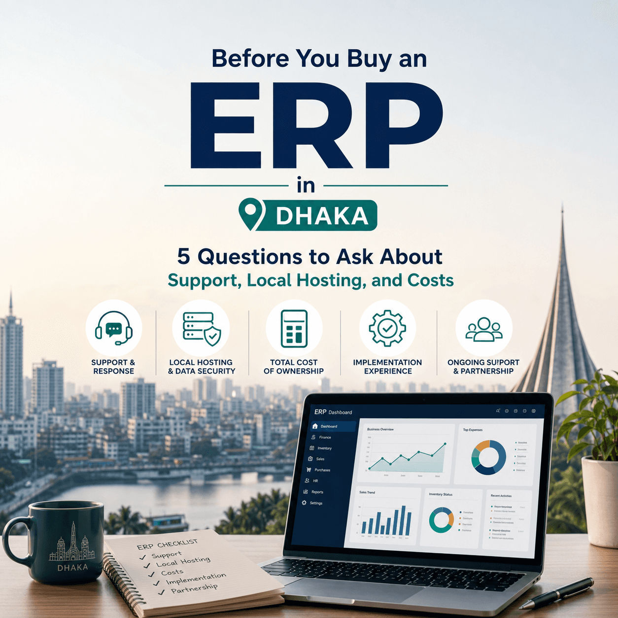 You are currently viewing Before You Buy an ERP in Dhaka: 5 Questions to Ask About Support, Local Hosting, and Costs